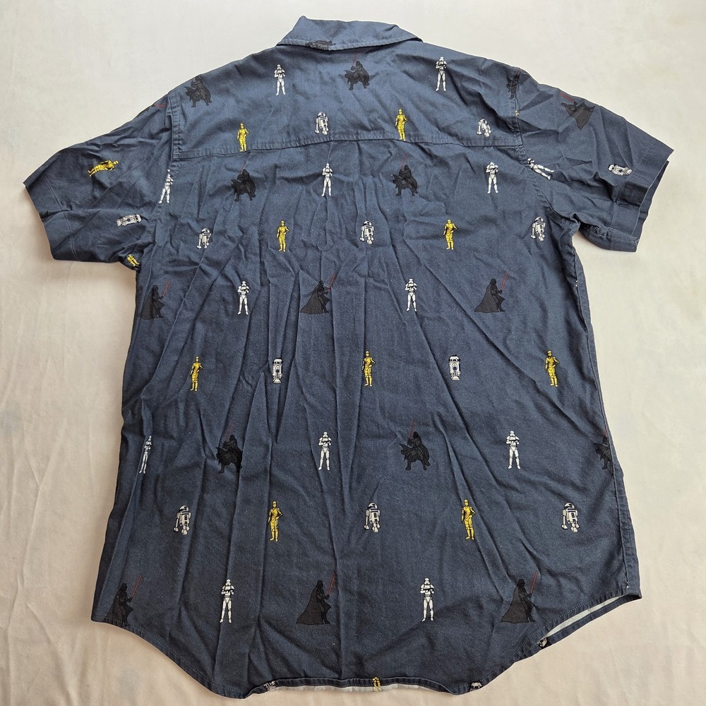 Our Universe Star Wars Mens Button-Down Shirt L Blue Character Print - Picture 2 of 12